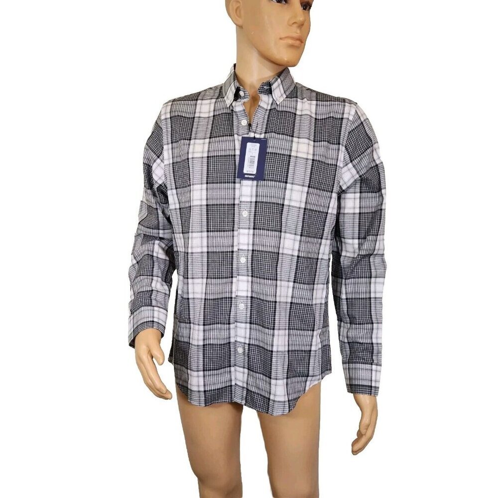 Murano Shirt Size L Mens slim fit london  plaid long sleeve button Up -27